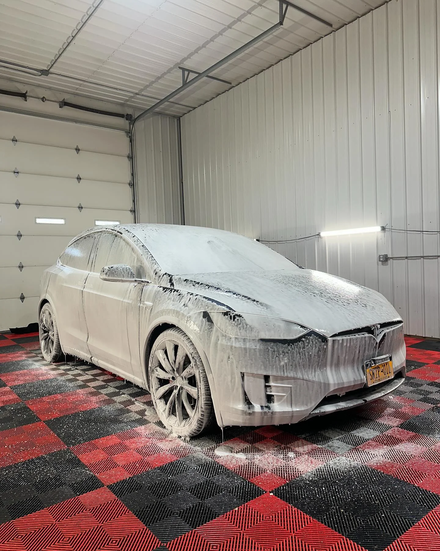 Tesla Model X luxury detailing with falcon doors Buffalo NY